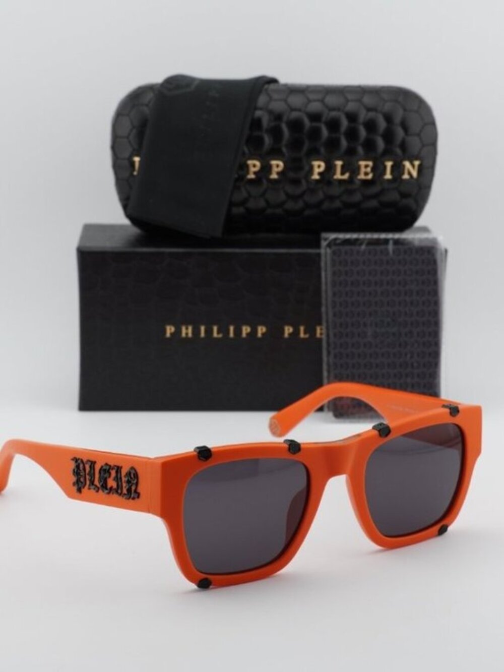 Philipp Plein SPP042W V47F Square Sunglasses – Orange / Grey